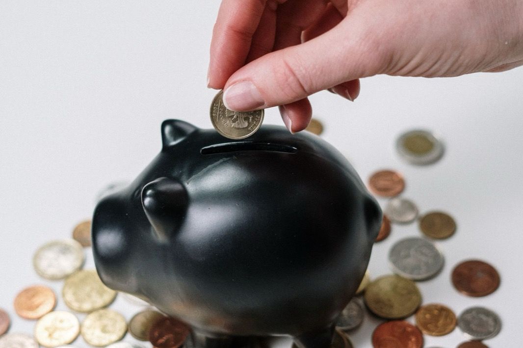 A piggy bank with coins